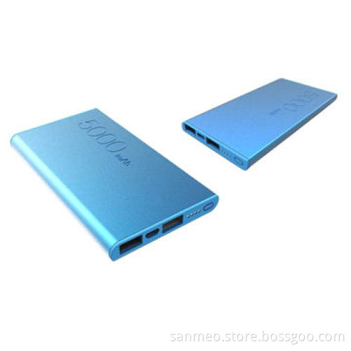 Dual-USB Port Power Banks, 5,000mAh, Metal Material, Delicate and Portable